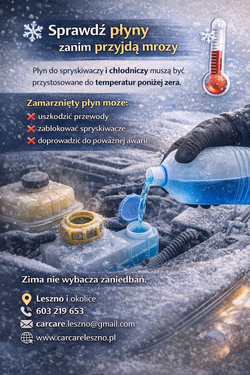 Read more about the article 🌡️ Sprawdź płyny zanim przyjdą mrozy